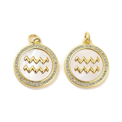 Brass Micro Pave Clear Cubic Zirconia Pendants KK-K365-02A-G-1