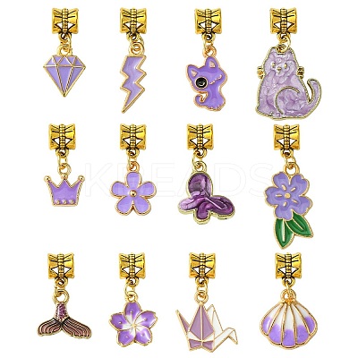 Purple Color Theme Alloy Enamel Pendants PALLOY-FS00010-1