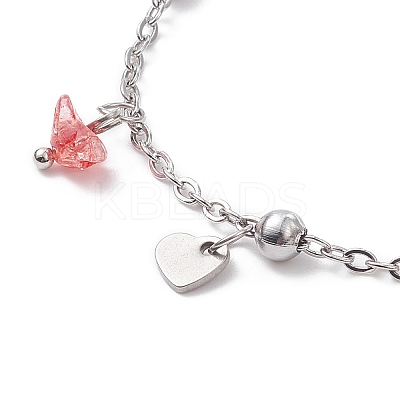 Synthetic Crackle Quartz Chips & 304 Stainless Steel Charm Bracelet for Women BJEW-JB09331-1