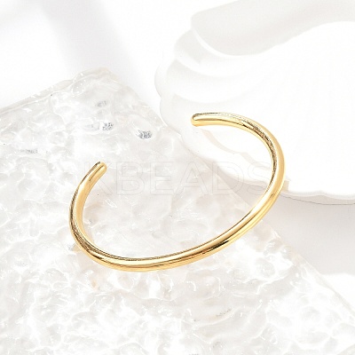 Ion Plating(IP) 304 Stainless Steel Simple Thin Cuff Bangles X-BJEW-P296-02G-1