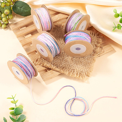 5 Rolls 5 Colors Segment Dyed Macrame Cotton Cord OCOR-TA0004-05C-1