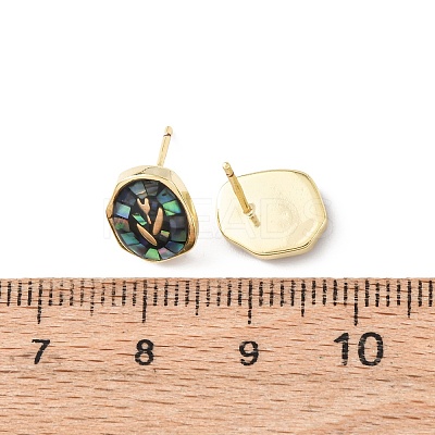Brass Enamel Oval Stud Earrings EJEW-I322-04G-1