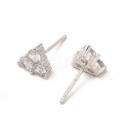 Brass Micro Pave Cubic Zirconia Stud Earrings for Women EJEW-H091-12P-1