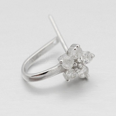 Anti-Tarnish Trendy Rhodium Plated 925 Sterling Silver Micro Pave Cubic Zirconia Pinch Bails X-STER-M081-072B-1