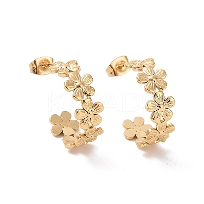 Ion Plating(IP) 304 Stainless Steel Flower Wrap Stud Earrings X-EJEW-G326-03G-1