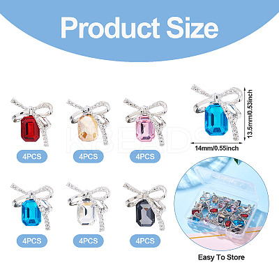 24Pcs 6 Colors Alloy Cabochons MRMJ-TA0001-39-1
