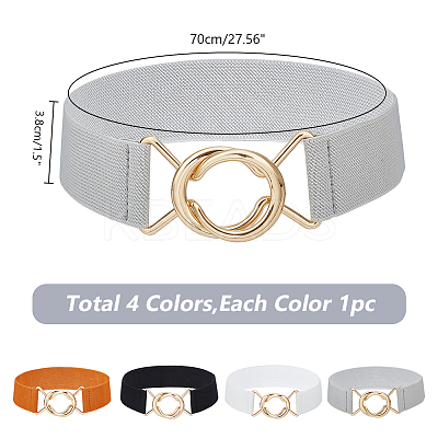 4Pcs 4 Colors Polyester Elastic Corset Belts with Alloy Ring Buckle AJEW-GO0001-40-1