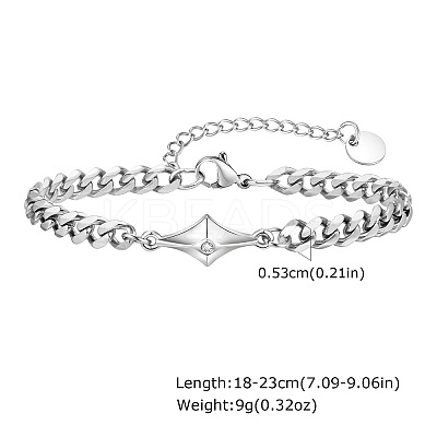 304 Stainless Steel & Rhinestone Link Bracelets WGBC272-01-1