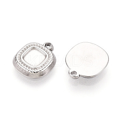 304 Stainless Steel Pendant Cabochon Settings STAS-T067-66P-1