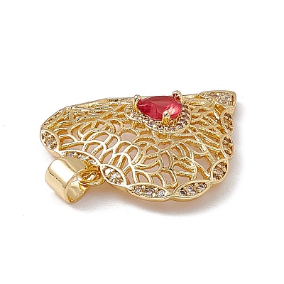Brass Cubic Zirconia Pendants KK-B061-02G-1