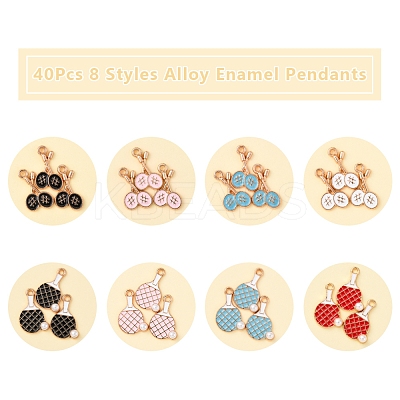 40Pcs 8 Styles Alloy Enamel Pendants ENAM-FS0002-54-1