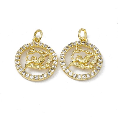 Real 18K Gold Plated Brass Micro Pave Clear Cubic Zirconia Pendants KK-E068-VB409-11-1