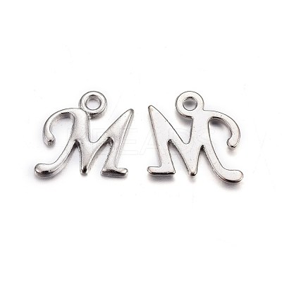 Platinum Plated Alloy Letter Pendants PALLOY-J718-01P-M-1