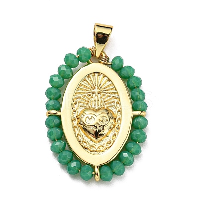 Brass with Glass Pendants KK-G472-03G-01-1