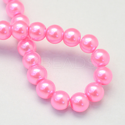 Baking Paint Pearlized Glass Pearl Round Bead Strands HY-Q003-4mm-68-1