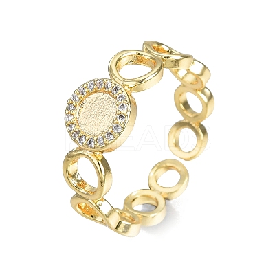 Clear Cubic Zirconia Ring Wrap Open Cuff Ring RJEW-N030-17-1