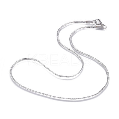 Non-Tarnish 304 Stainless Steel Flat Snake Chain Necklaces NJEW-F277-02B-P-1