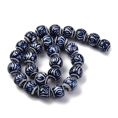 Handmade Blue and White Porcelain Beads Strands PORC-I027-04A-1