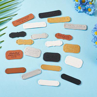 100Pcs 20 Styles PU Leather Label Tags PURS-TA0001-02-1