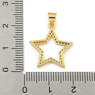 Star Rack Plating Brass Micro Pave Clear Cubic Zirconia Pendants KK-Z053-07G-1