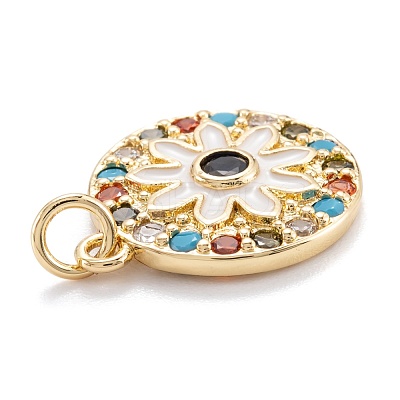 Real 18K Gold Plated Brass Micro Pave Cubic Zirconia Pendants ZIRC-M114-51G-01-1