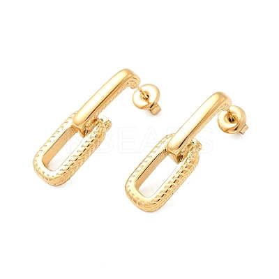 304 Stainless Steel Oval Dangle Stud Earrings EJEW-K268-41G-1