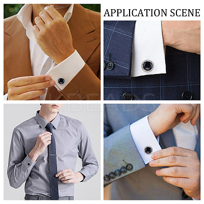 1 Set Brass Rhinestone Cufflinks for Men KK-WR0001-11-1