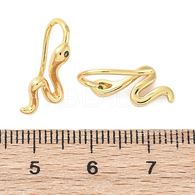 Snake Brass Micro Pave Cubic Zirconia Dangle Earrings EJEW-G425-04G-02-1