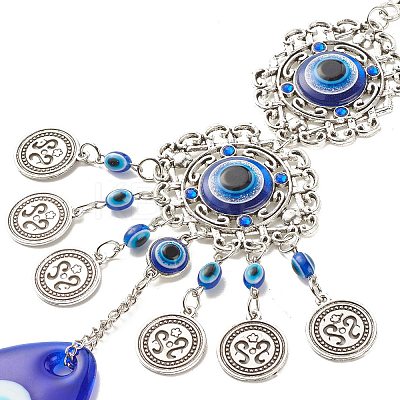 Teardrop Glass Turkish Blue Evil Eye Pendant Decoration LS-HJEW-I008-03AS-1