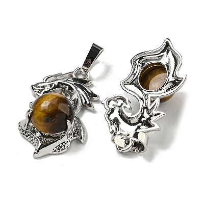Natural Tiger Eye Pendants G-G111-01P-01-1