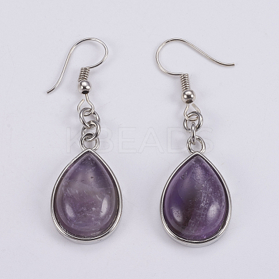 Natural Amethyst Dangle Earrings EJEW-F133-02B-1