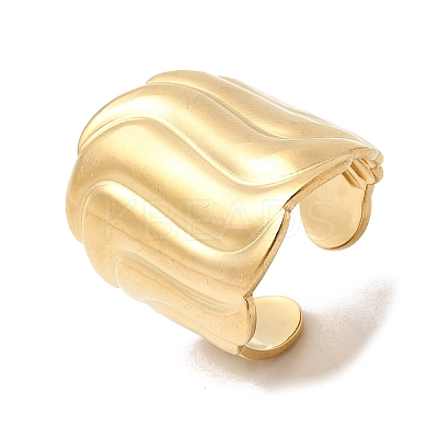 304 Stainless Steel Open Cuff Rings for Women RJEW-K313-17G-1