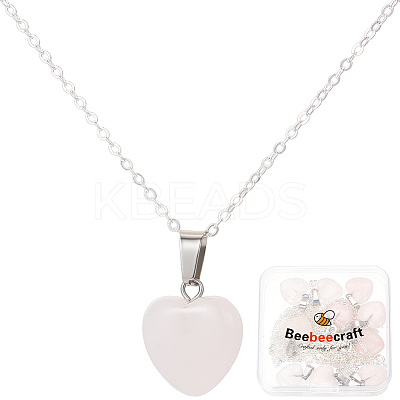 10Pcs Natural Rose Quartz Geometry Pendant Necklace NJEW-BBC0001-17-1