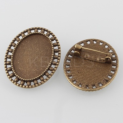 Vintage Alloy Brooch Cabochon Bezel Settings PALLOY-O038-33AB-NF-1