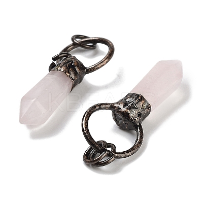 Natural Rose Quartz Faceted Pointed Bullet Pendants G-A221-03A-1