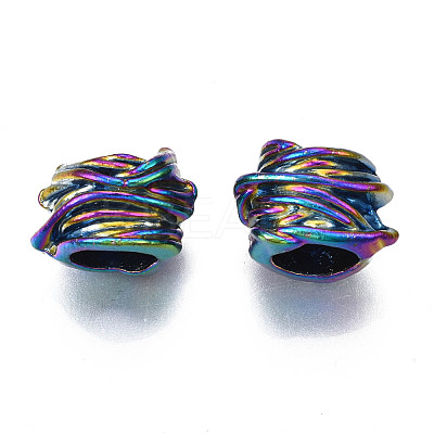 Rack Plating Rainbow Color Alloy European Beads PALLOY-S180-328-1