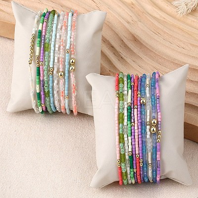 2Pcs 2 Styles Glass Seed Beads Stretch Bracelet Sets BJEW-SW001591-1