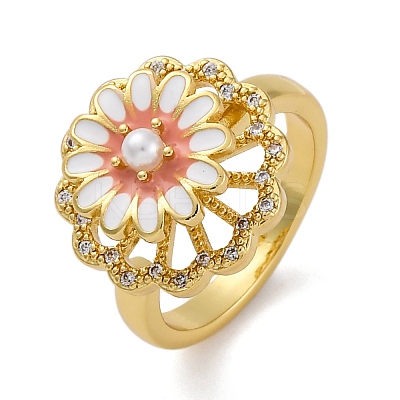 Dasiy Rotatable Open Cuff Rings for Women RJEW-C118-06G-1