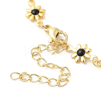 Colorful Enamel Flower Link Chain Bracelet BJEW-G672-01G-1