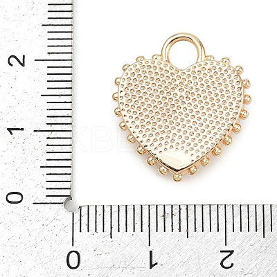 Brass Enamel & Natural Pearl Heart with Rose Flower Pendants KK-K351-49G-02-1