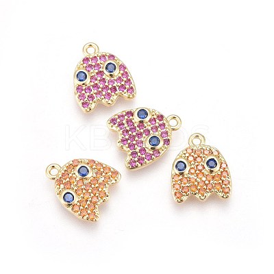 Brass Micro Pave Cubic Zirconia Pendants KK-I648-07-1