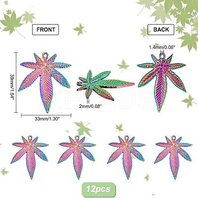 Autumn Theme Rainbow Color Alloy Pendants FIND-FH0004-09-1