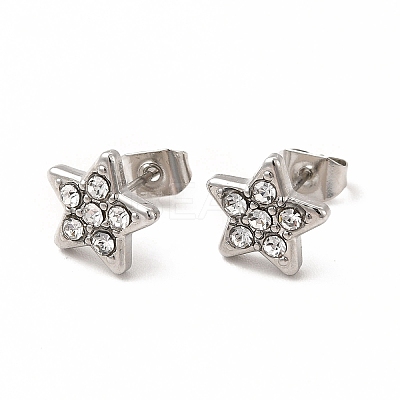 Crystal Rhinestone Star Stud Earrings EJEW-C004-14P-1