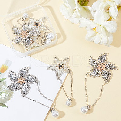 6Pcs 2 Style Star & Windmill Glitter Hotfix Rhinestone DIY-FG0002-26-1