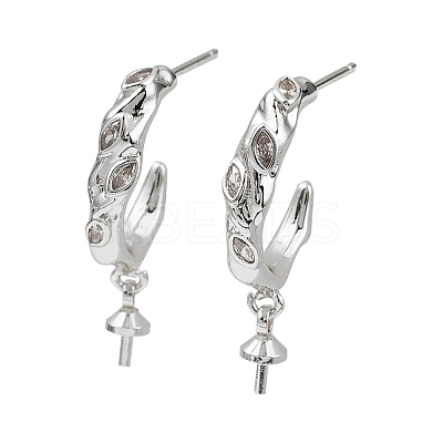 Rack Plating Brass Micro Pave Clear Cubic Zirconia Studs Earrings Finding KK-T072-10P-1