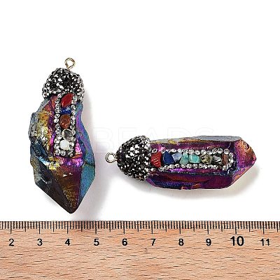 Electroplated Raw Rough Natural Quartz Crystal Big Pendants G-B077-04A-07-1