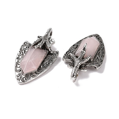 Natural Rose Quartz Faceted Big Pendants G-L524-03AS-08-1