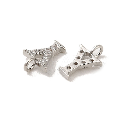 Initial Letter Brass Micro Pave Cubic Zirconia Pendants ZIRC-F008-Y-1