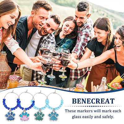 Dog Paw Prints Alloy Enamel Wine Glass Charms AJEW-AB00196-1