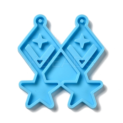 DIY Rhombus with Star Pendant Silicone Molds DIY-I099-06-1